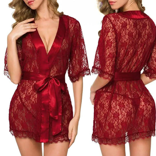 Red Lace Nightgown- Lightweight and Breathable Nightwear.