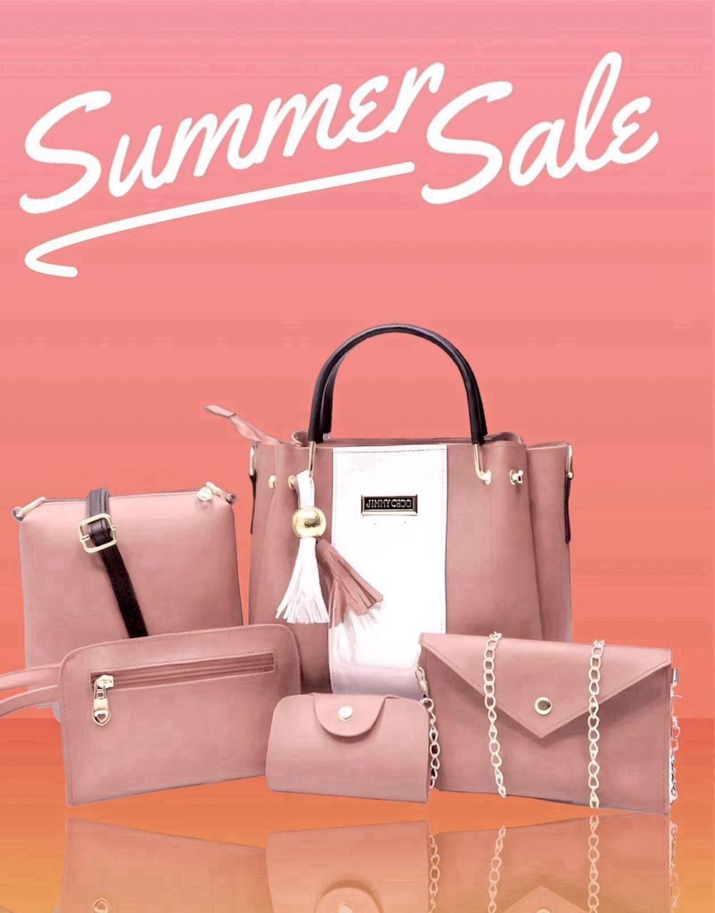 Chic Women's Rexine Hand Bag Set - 5 Pcs