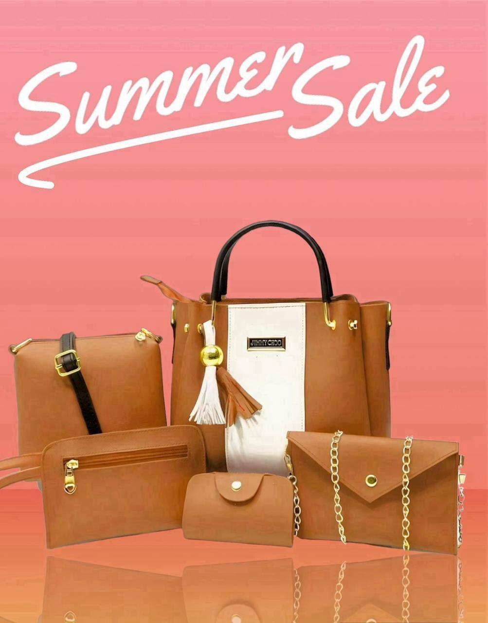 Chic Women's Rexine Hand Bag Set - 5 Pcs