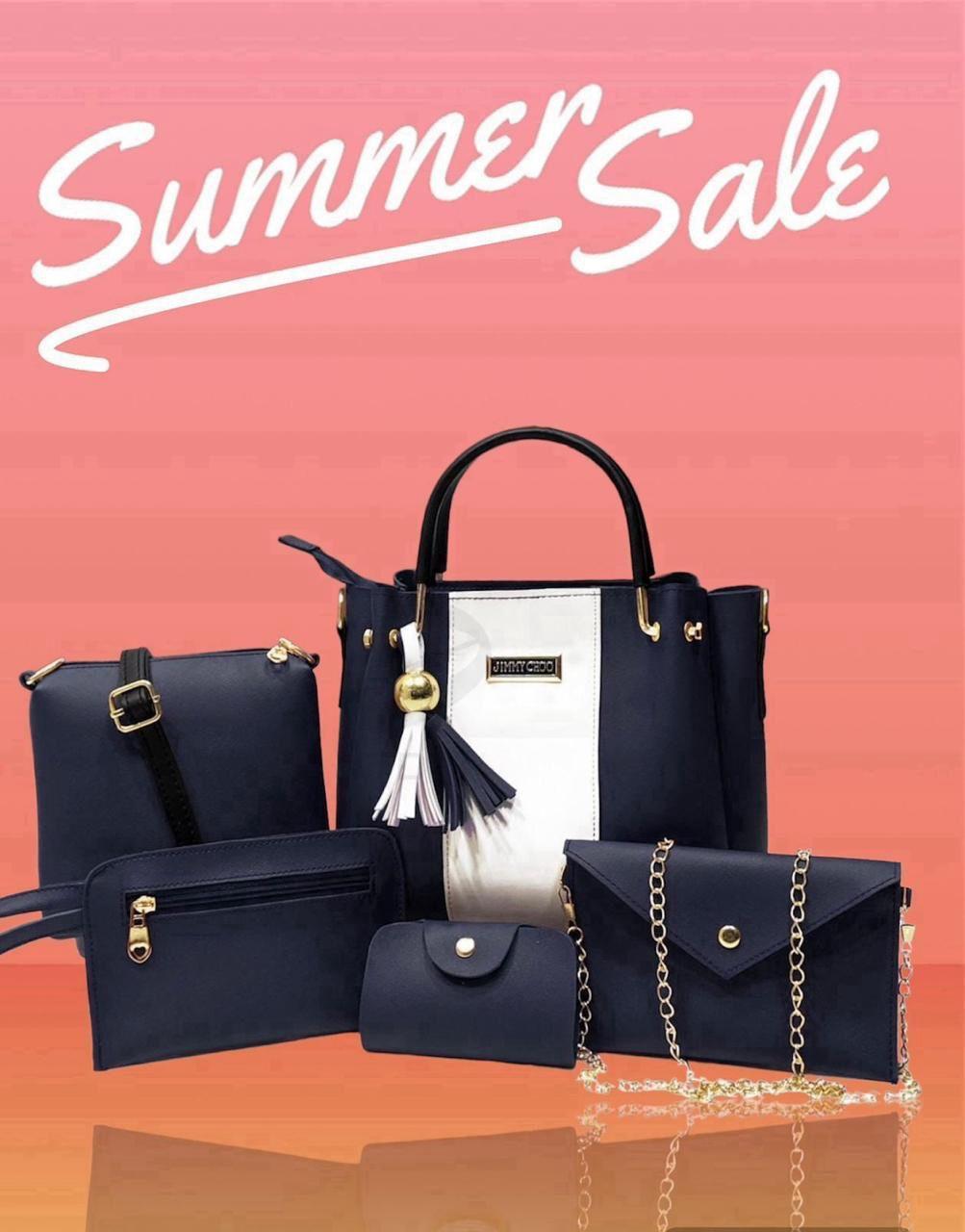 Chic Women's Rexine Hand Bag Set - 5 Pcs